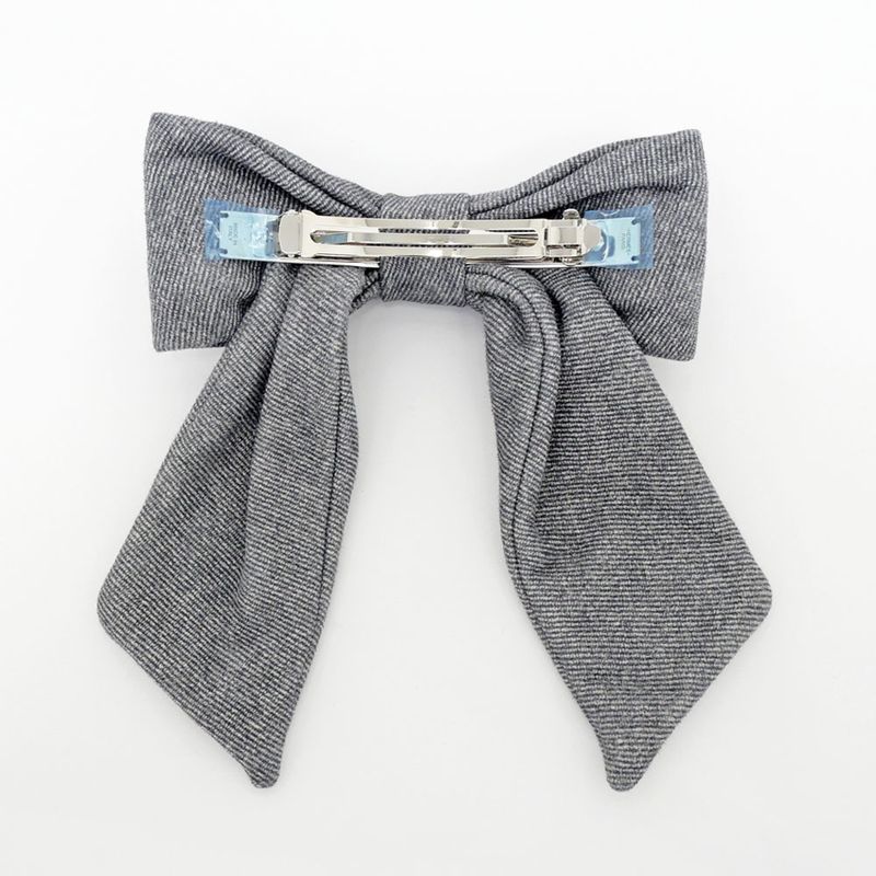 Hermes Barrette Karma Twill Noir Black Gray Silver Hardware Hair — view 2