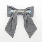 Hermes Barrette Karma Twill Noir Black Gray Silver Hardware Hair — view 2