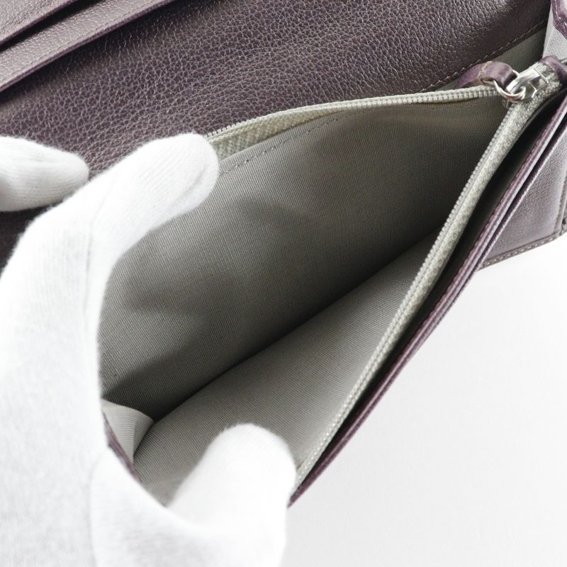 Chanel Camellia Coco Mark Leather Metallic Purple Long Wallet — view 7
