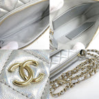 Chanel Chain Clutch Bag Iridescent Metallic Lambskin Silver Ap4349 — view 9