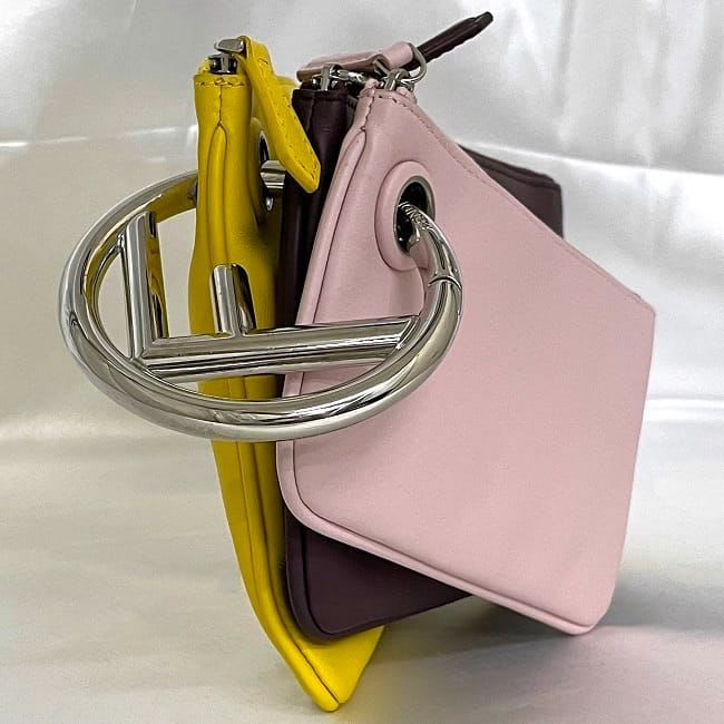 Fendi Clutch Bag Triplet Pouch Pink Bordeaux Yellow — view 2