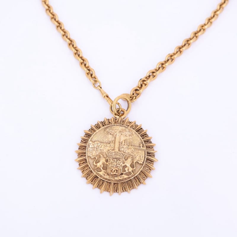 Chanel Coco Mark Round Necklace Chain Long GP Gold — view 3
