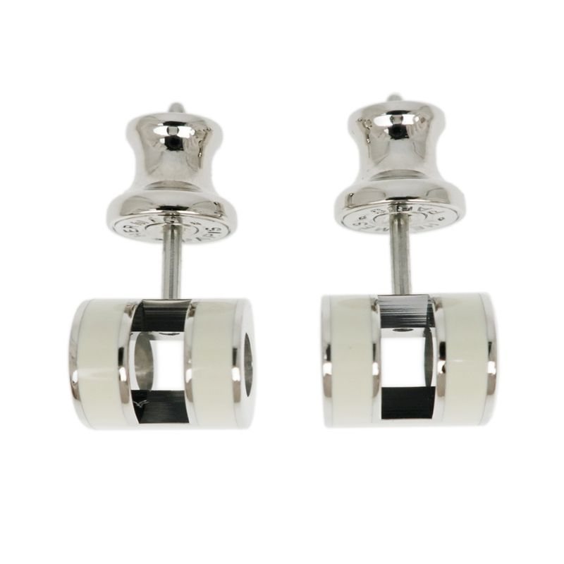 Hermes Earrings Pop Ash Pair Jonus Flepere White Silver Hardware — view 5