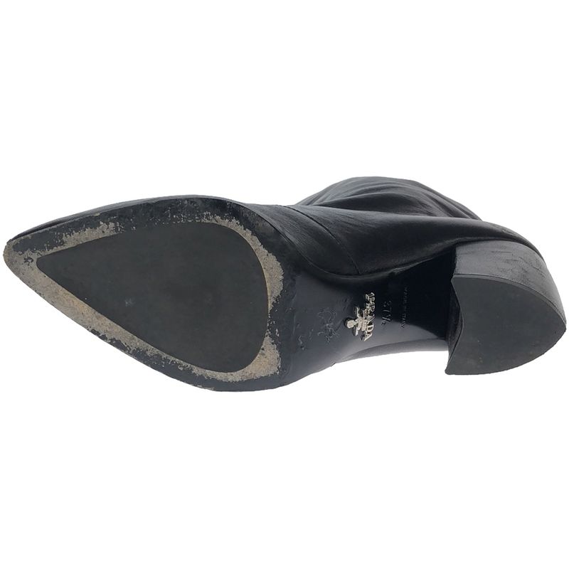 Prada Short Western Heel Boots Black 37 1 2 — view 4