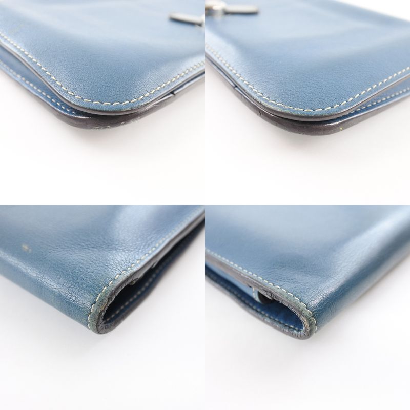 Hermes Dogon Calf Blue R Long Wallet — view 4