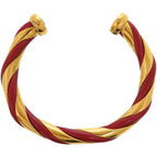 Hermes Twisted Metal Leather Red Gold Hardware Bangle 0079 — view 4
