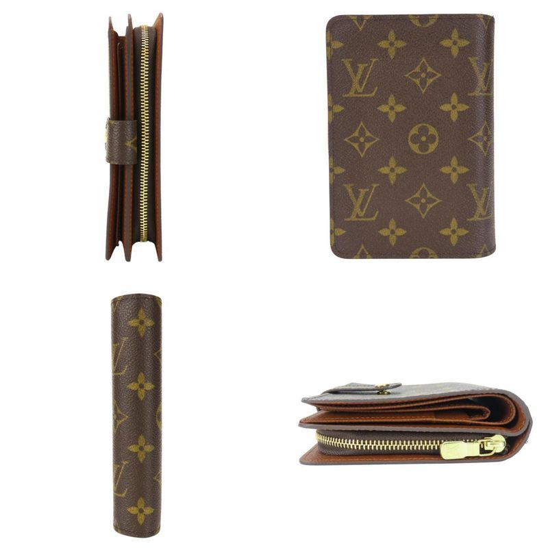 Louis Vuitton Bifold Wallet Porte Papier Monogram Brown Gold Hardware — view 2