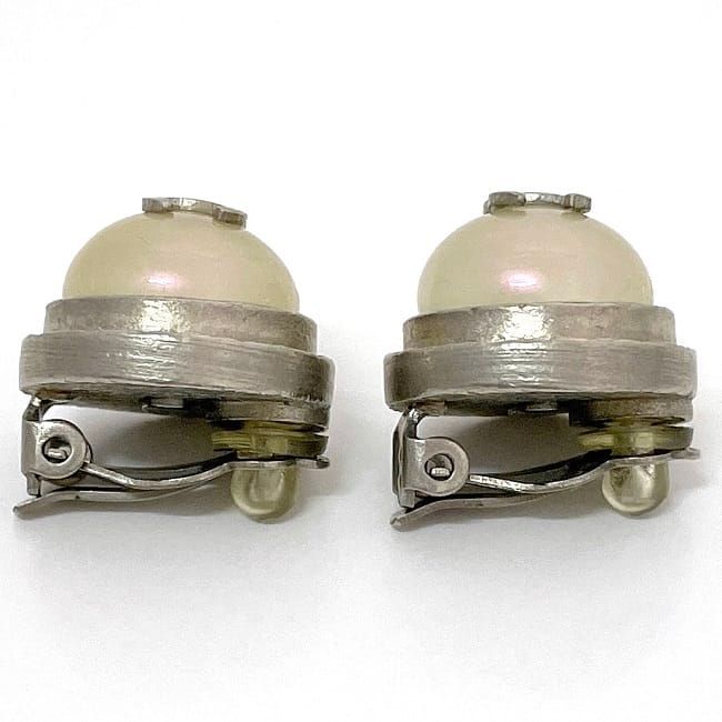 Chanel Earrings Silver Pearl Style Coco Mark Metal 98 — view 6