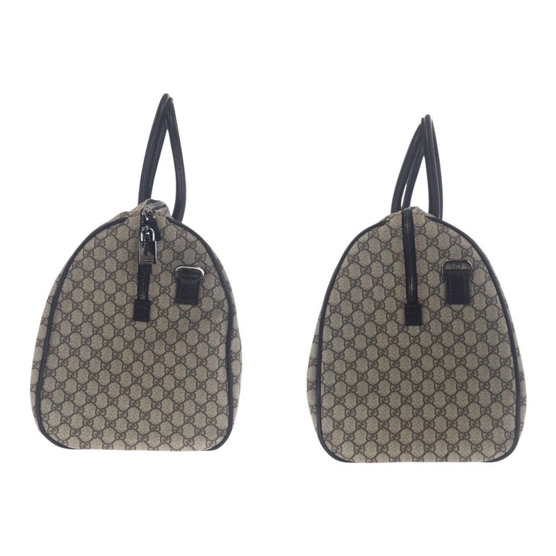 Gucci Brown Silver Hardware GG Supreme Canvas Leather Boston Bag — view 8