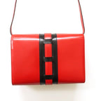 Celine Shoulder Bag Ribbon Hardware Red Black Bicolor Leather — view 4