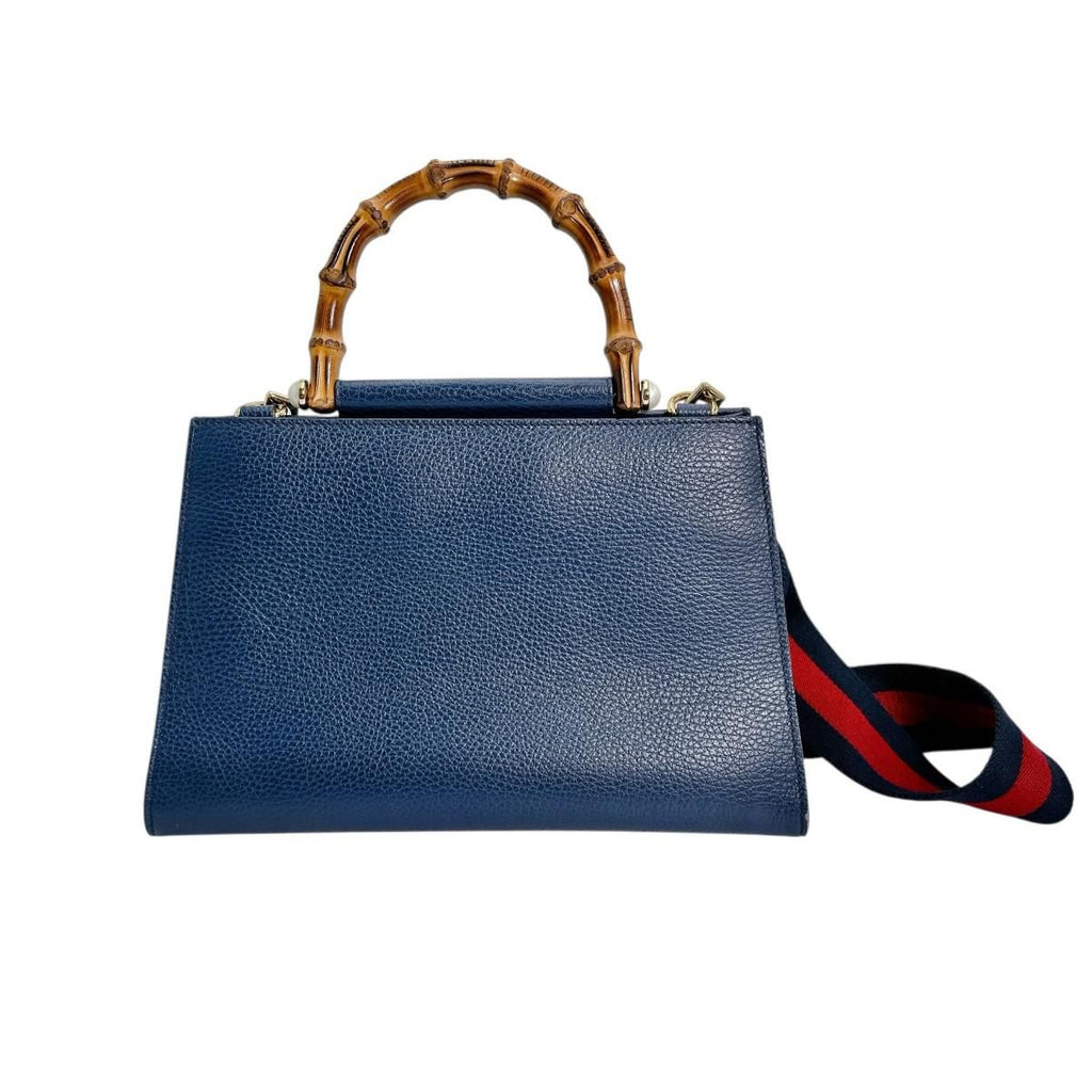 Gucci Leather Bamboo 2-Way Handbag Blue — view 2