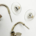 Chanel Coco Mark Gold Pink Earrings Rhinestone GP Accessories — view 6