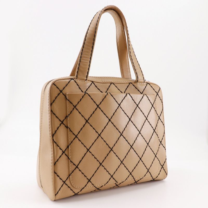 Chanel Wild Stitch Calf Beige Tote Bag — view 3