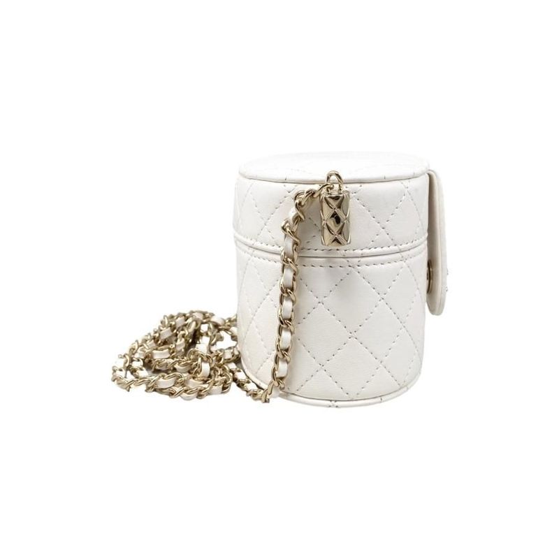 Chanel Shoulder Bag Vanity Mini Quilted Lambskin Chain White — view 4