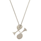 Hermes Col H Metal Leather Silver Gray Necklace Pendant 1333 — view 4