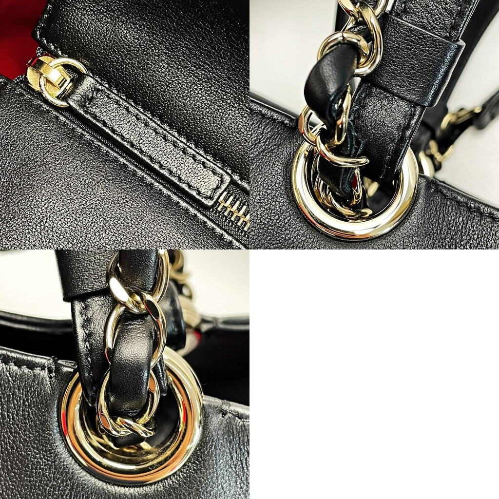Chanel Black Chain Tote Bag Calfskin Gold Hardware — view 7