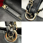 Chanel Black Chain Tote Bag Calfskin Gold Hardware — view 7