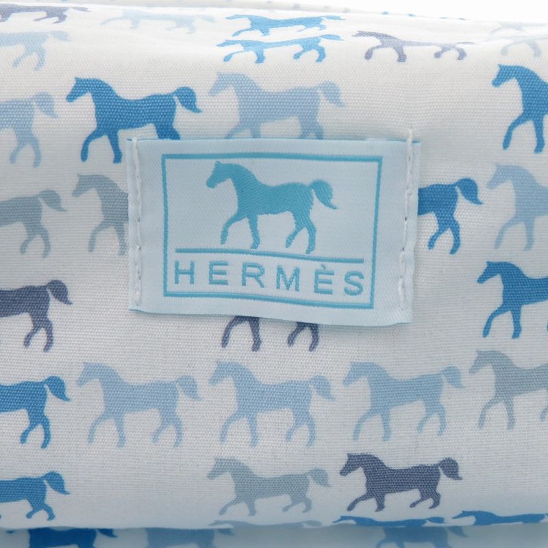 Hermes Cabriole Togo Bag MM Cotton White Blue Water 1009 Pouch — view 9