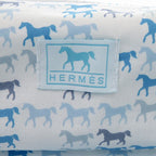Hermes Cabriole Togo Bag MM Cotton White Blue Water 1009 Pouch — view 9