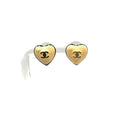Chanel Heart CC Logo Faux Pearl Resin Black Beige White Earrings Gold
