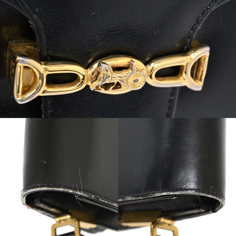 Celine Carriage Shoulder Bag Leather Black 67 Fa291 — view 9