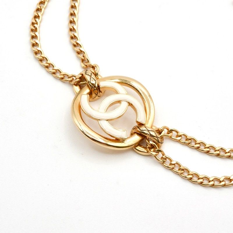 Chanel Choker Gold White Coco Mark Circle — view 4