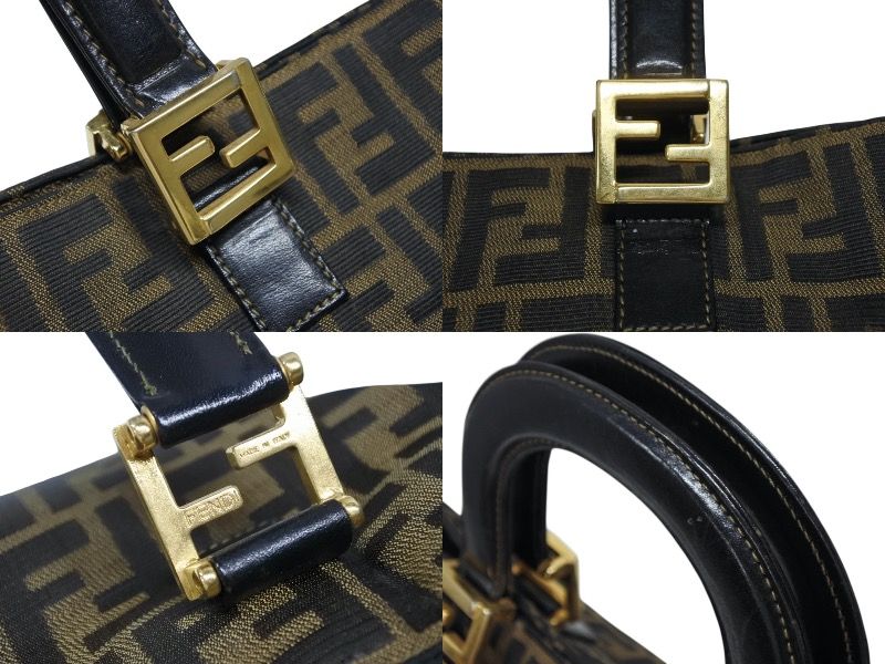Fendi Tote Bag Zucca Pattern Canvas Brown Gold — view 6