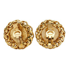 Chanel Coco Mark Earrings Round Barley Ear of Rice Motif Gold Plated — view 4