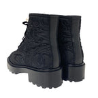 Chanel Boots Short Shoes Fabric Black Coco Mark Lace Up Pearl — view 4