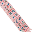 Hermes Scarf Twill Horsewear Couvertures Et Tenues de Jour Silk Rose Blue Veil — view 4