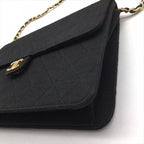 Chanel CC Logo Cotton Jersey Quilted Chain Shoulder Bag Black — view 4