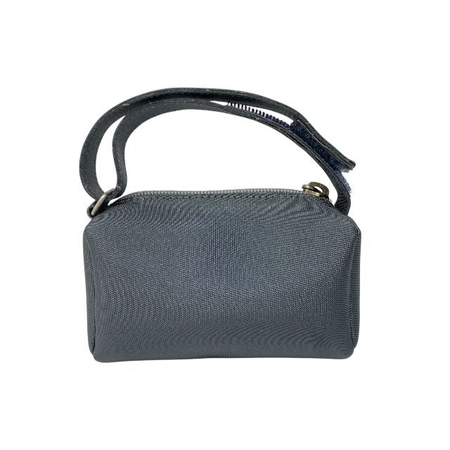 Chanel Mini Pouch Handbag Vintage Nylon Gray White Logo 5 th — view 2