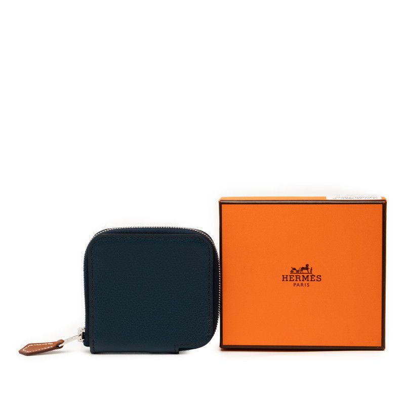 Hermes Azap Silk Quinn Compact Navy Silver Hardware Evercolor — view 7