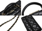 Chanel CC Logo Quilted Chain Shoulder Handbag Lambskin Black — view 5