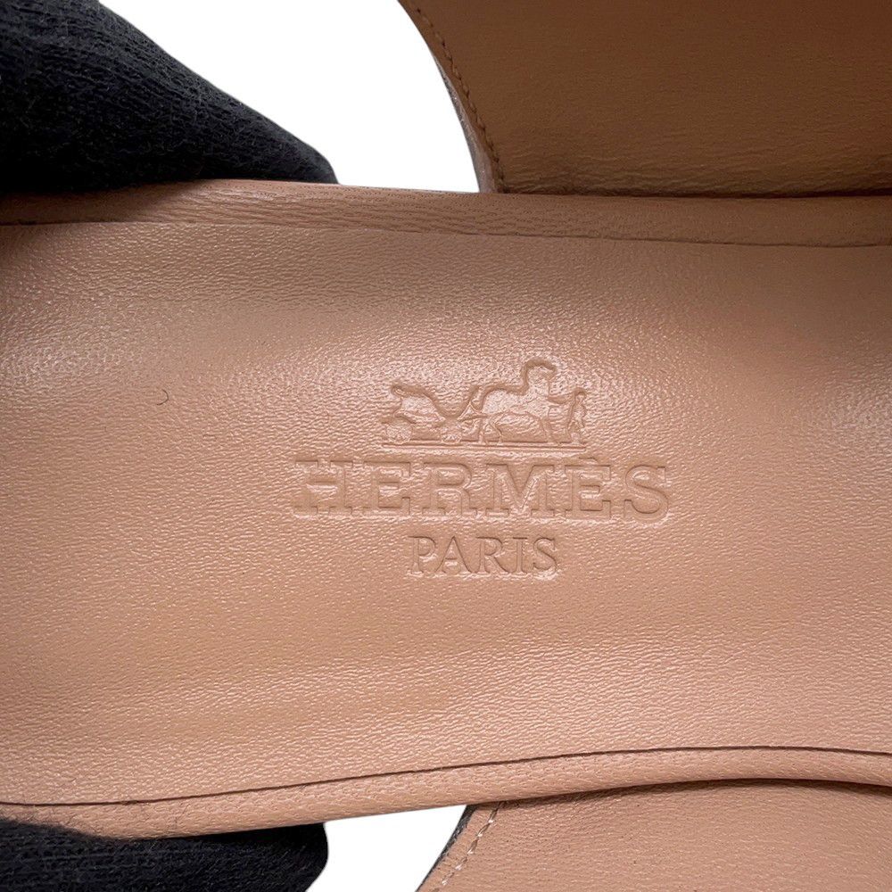 Hermes Ballet Shoes Cles Leather 35 Beige Perlino Gris Argent — view 8