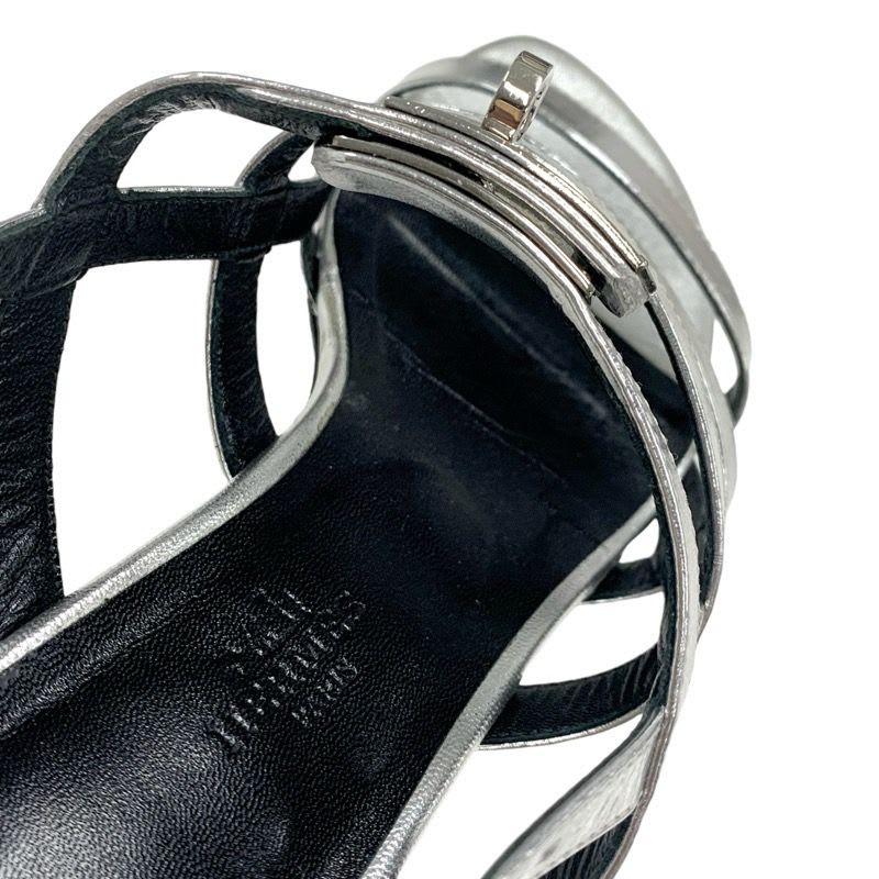 Hermes Transat Sandals Shoes Leather Silver Flat Kelly Hardware — view 7