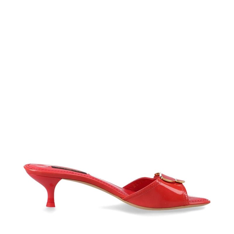 Louis Vuitton 08 Butterfly V Mark Patent Leather Mules 35 Bl0048 Red — view 5