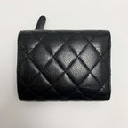 Chanel Quilted Caviar Leather Black Silver Hardware Trifold Wallet — view 2
