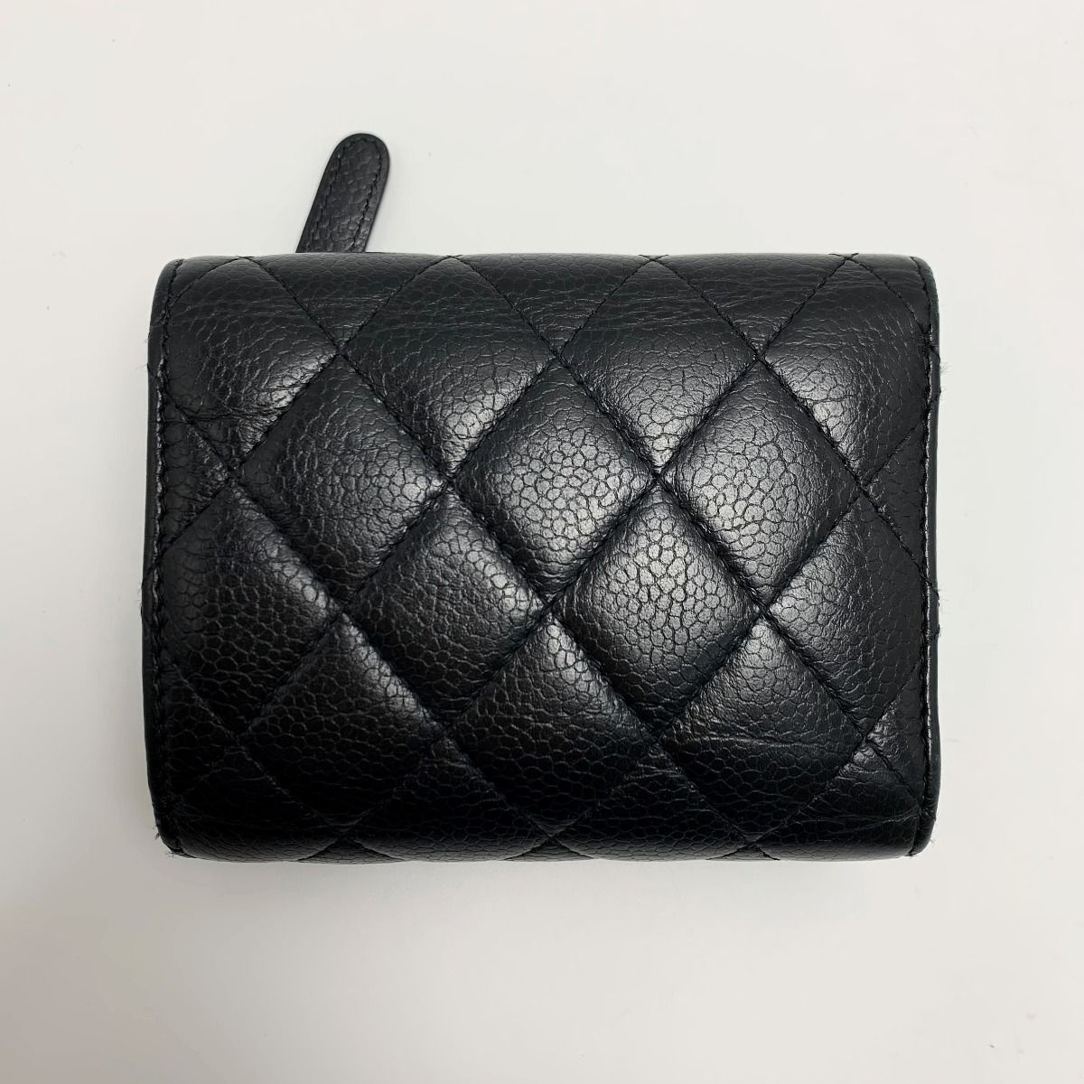 Chanel Quilted Caviar Leather Black Silver Hardware Trifold Wallet — view 2
