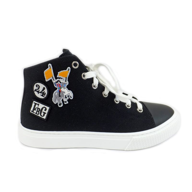 Hermes Iriko High Cut Sneakers Description 38 Black White Cotton — view 2
