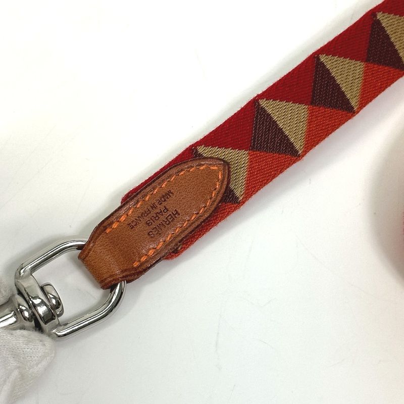 Hermes Lead Dog Medor Slim Canvas Leather Dark Irish Red — view 4