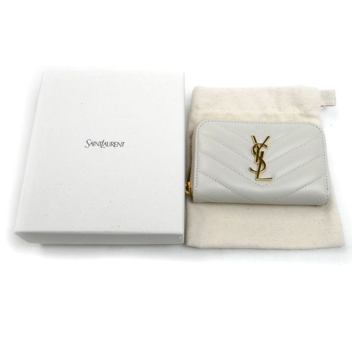 Saint Laurent Paris Cassandra Matelasse Coin Case Ivory — view 6