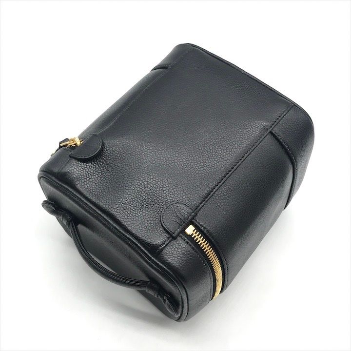 Chanel CC Logo Caviar Leather Vanity Hand Bag Black — view 3