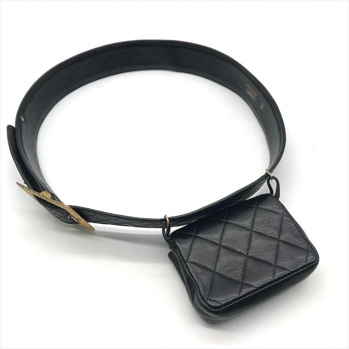 Chanel CC Logo Push Lock Mini Quilted Waist Pouch Black — view 2