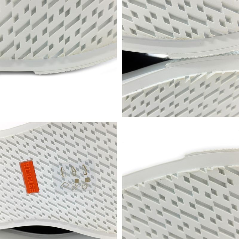 Hermes Iriko High Cut Sneakers Description 38 Black White Cotton — view 7