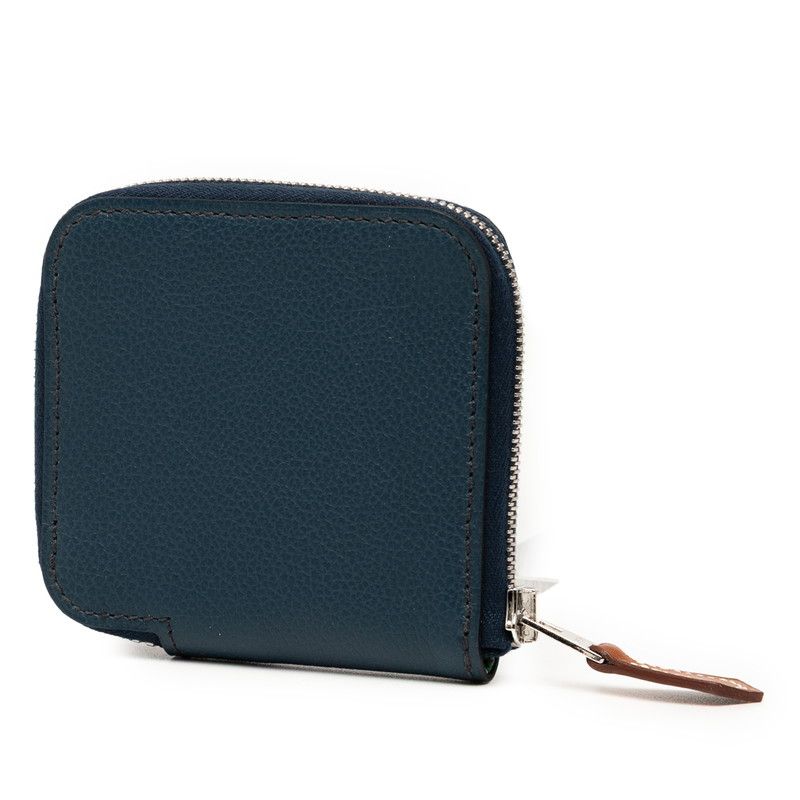 Hermes Azap Silk Quinn Compact Navy Silver Hardware Evercolor — view 2