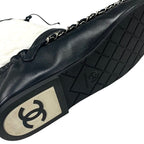 Chanel Boots Short Shoes Nylon Leather White Black Quilted Chain Belt — view 8