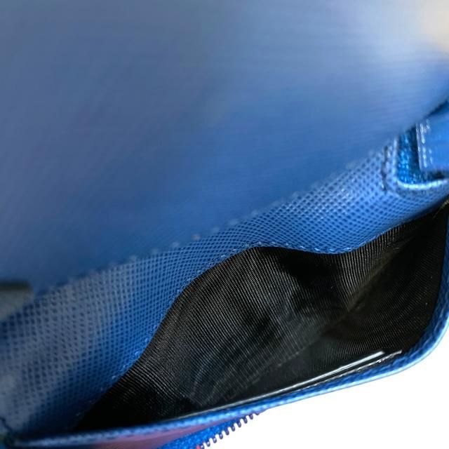 Prada 6-link Key Case Compact Round Zipper With Triangle Logo Nylon Blue — view 4