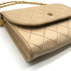 Chanel CC Logo Mini Quilted Push Lock Chain Shoulder Bag Beige — view 8