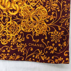 Chanel Large Shawl Chain Pattern Coco Mark Wool Silk Gold Bold 135 cm — view 4